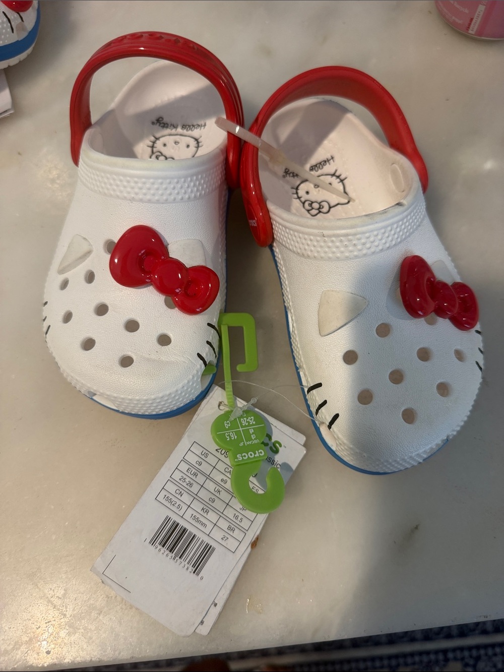 CROCS Kids White Clog with Red Bow and Strap